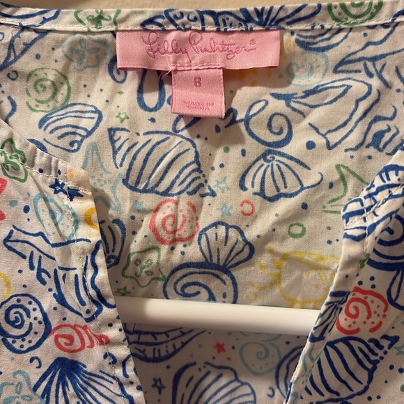 Lilly Pulitzer Blue and Pink Seashell girls size 8 bathing suit cover up - Picture 2 of 6